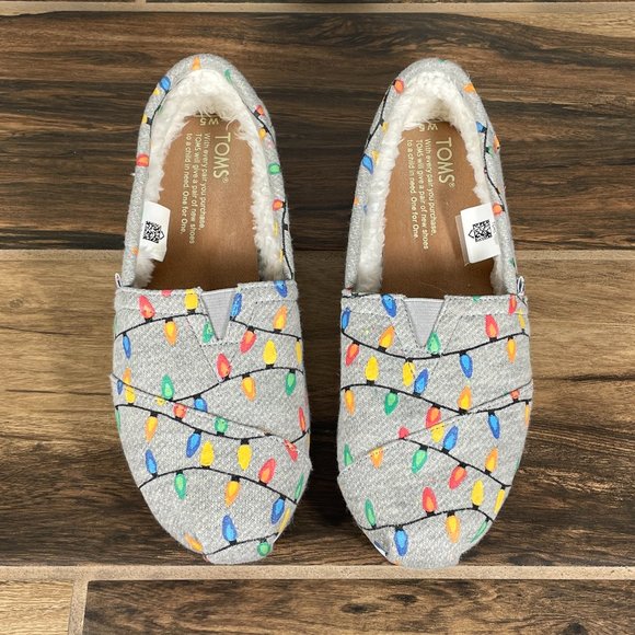 TOMS Classic Women's Size 5 Shoes Gray Glow In The Dark Tree Lights Slip On Flat - Picture 11 of 12